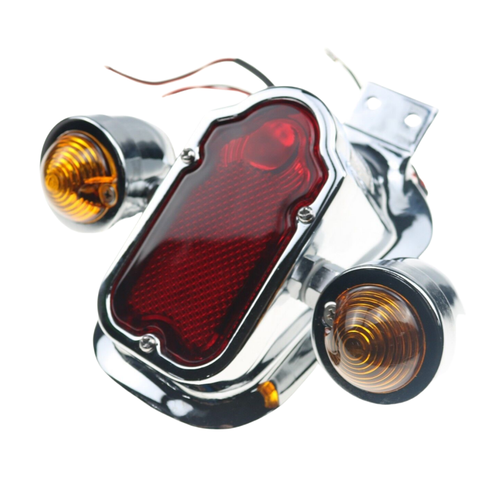 Chrome Tombstone Tail Light Turn Signal For Harley Chopper FLSTN FLSTSC Custom - Picture 6 of 10