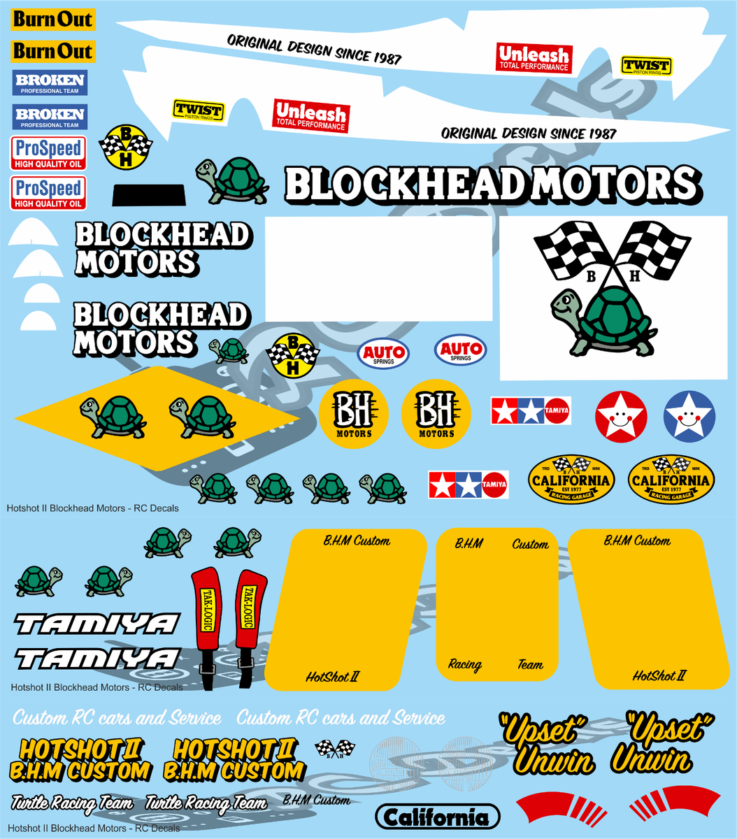 Hotshot II Blockhead Motors Customize Decals/Stickers choice of