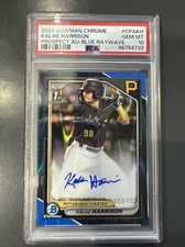 2024 Bowman KALAE HARRISON 1st Bowman Blue RayWave Refractor /150 PSA 10 Pirates