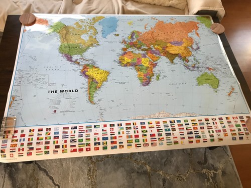 Large Laminated World Map 39" Tall x 53" Wide Geography Education International