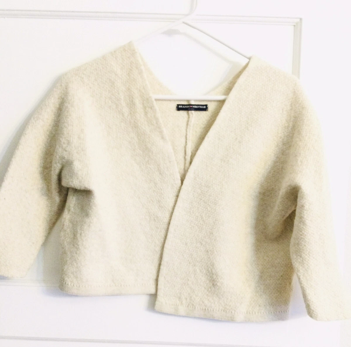 BRANDY MELVILLE Caroline Cream Oatmeal Open Front Wool Cardigan Sweater  Small OS