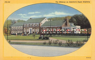 Pennsylvania Turnpike Howard Johnson Restaurant Esso Gas Station Postcard A32