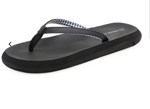 Men's Arch Support Flip Flops (Black 