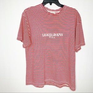 red guess striped shirt