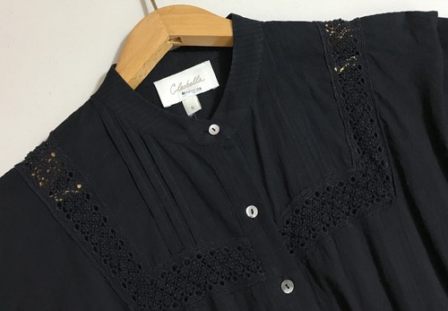 Cleobella Black Bijou Midi Dress Smocked-Waistband Crochet knit trim Size S - Picture 5 of 7