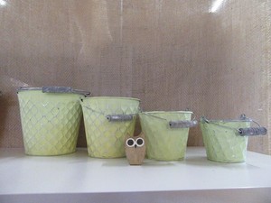 Zink-Pflanzgefäß Eimer 13 cm hoch Ø 14,5 cm grün 19875 Garten Balkon