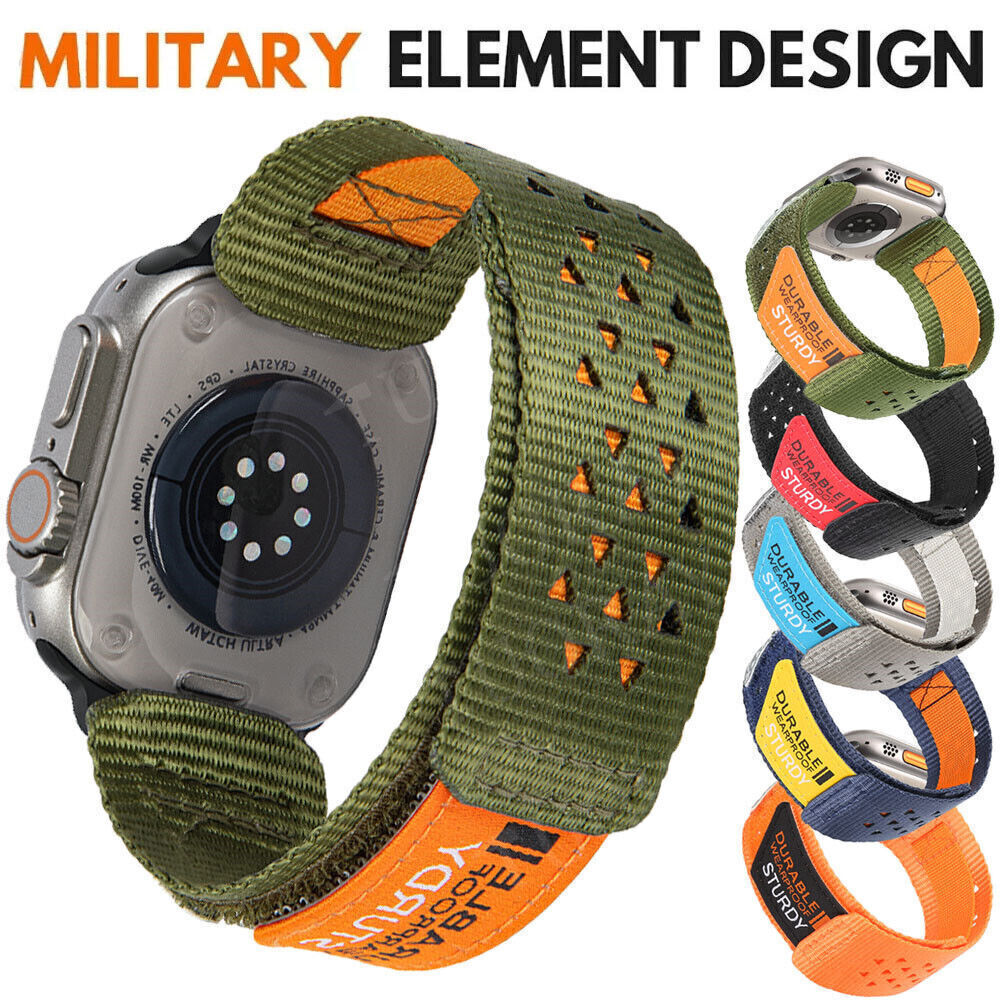 For Apple Watch Series 9 8 7 SE 6 5 4 Ultra 38-49mm Sport Nylon Loop Band Strap