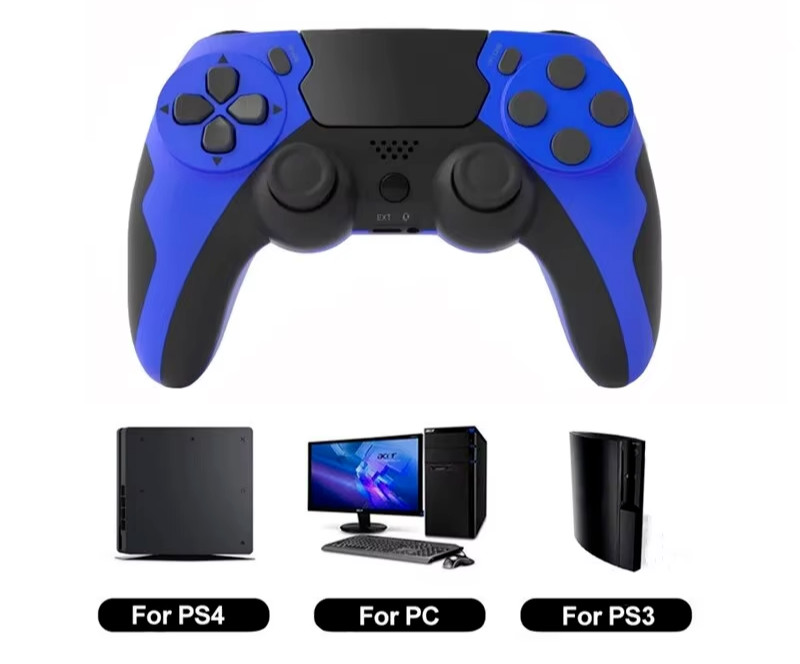 Manette PS4 compatible PC et PS3 coloris bleu avec double vibration