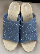 BZees Womens Royal Comfort Wedge Blue Rhinestones And Pearls US11 UK9 EU42