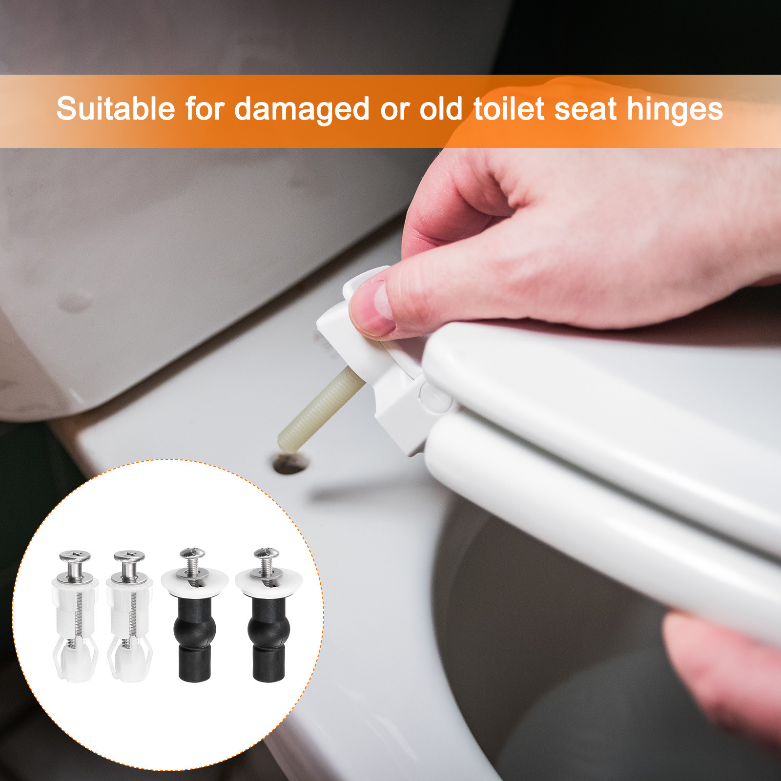 Toilet Seat Hinge Fixings, Plastic Toilet Seat Screws and Bolts