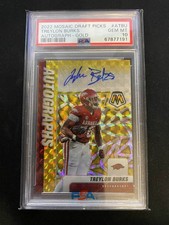 2022 Panini Mosaic Draft Picks Treylon Burks Gold Rc Auto /10 PSA 10 -Commanders