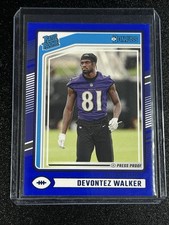 2024 Panini Donruss Rated Rookie Devontez Walker 345 Blue Press Proof RC