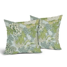 Sage Green Spring Flower Pillowcase Set of 2 Chinoiserie Floral Throw Pillows...