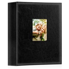Photo Album 4x6 400 Pockets Leather Picture Album Vertical Black
