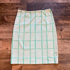 Vintage Green and cream checkered midi skirt with small white speckles
