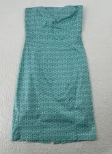 Express Stretch Strapless Dress Mint Green Floral 7/8 Y2K H2