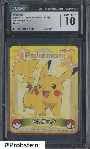 2023 Pokemon Scarlet & Violet Stickers Marumiya #11 Pikachu Holo CGC 10 GEM MINT
