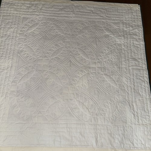 Vintage großer Wandbehang Patchwork Quilt Stern Blumen Applikation Blumen 45x45 rosa - Bild 7 von 7