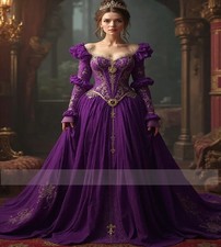 Fantasy Bright Purple Victorian Evening Dress Renaissance Enchantress Prom Dress