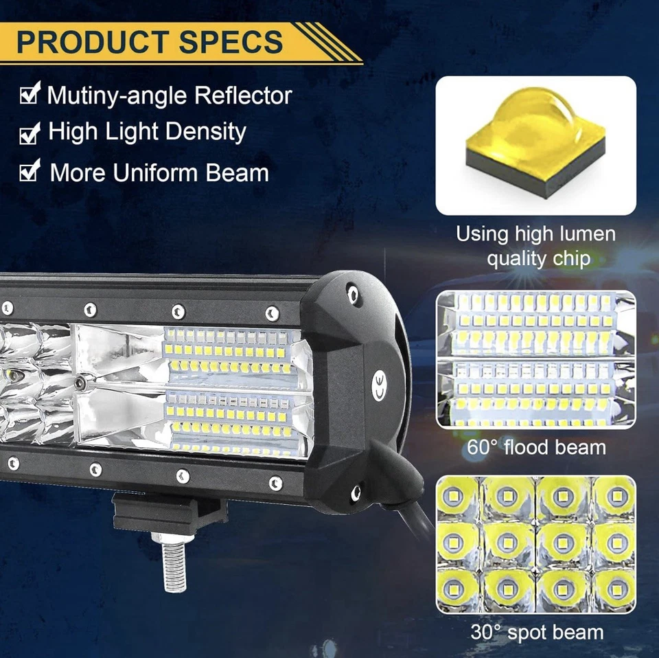 BARRA LED 288 WATT 28800 LUMEN 12v 24v 44 Cm Ideale Per Jeep 4x4 Mezzi Agricoli - Immagine 3 di 4