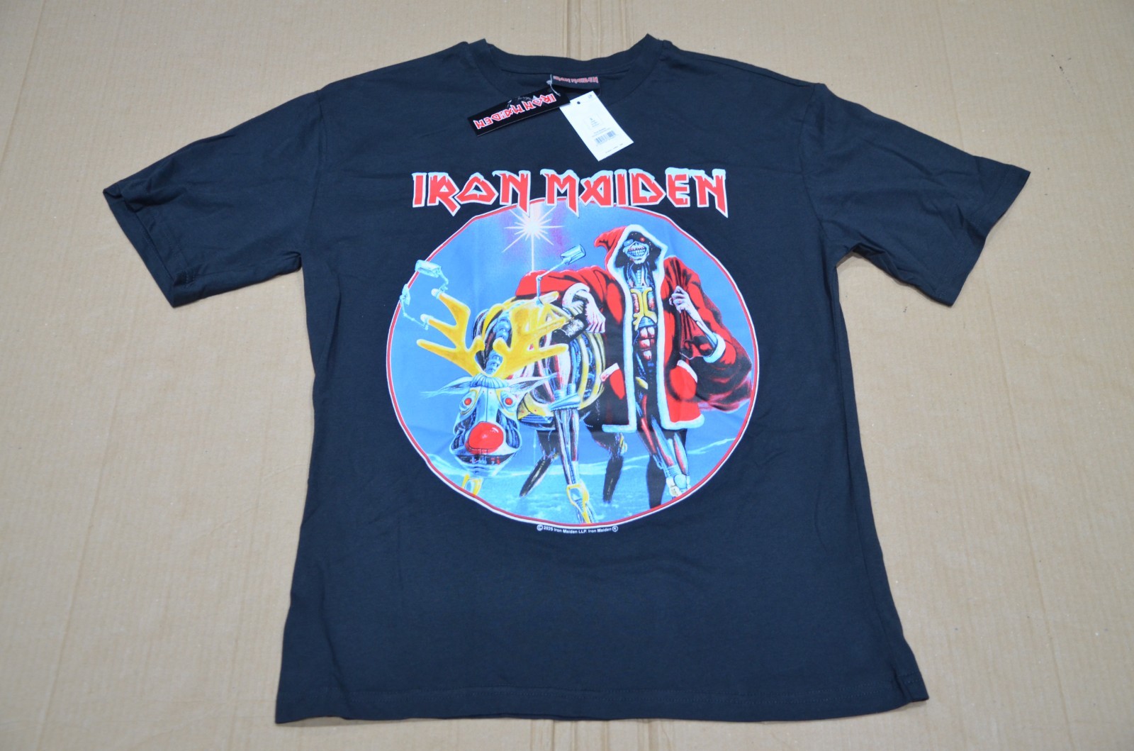 Iron Maiden Christmas Black Graphic T-Shirt S Small Chest 36-38"" 92-97cm BNWT