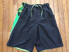 Nike Black Swim Trunks Shorts Lime Green Trim Mens Size Medium Lining  C30-9 