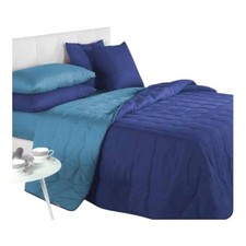 Trapunta Caleffi Calduccia Singola In Microfibra Da 200 Grammi Bicolor Blu Anice