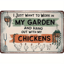 Farm Garden Chicken Metal Sign Hang Out With My Chickens Rustic Wall Farm Decor