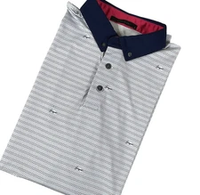 Greyson TPC Craig Ranch Golf Polo Men Large Blue White Wavy Stripes Performance
