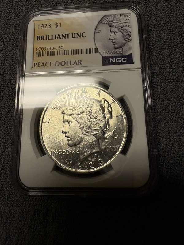 1923 Peace Dollar NGC Brilliant Unc