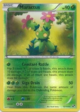 Heavy Play x 1 Maractus - 12/114 - Rare - Reverse Holo Black & White Base Set
