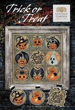 Trick Treat Halloween Hexenkr&auml;he Schwarz Ernte K&uuml;rbis Kreuzstich Muster