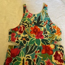 ZARA Floral Cut Out Printed Mini JumpsuitDress Romper Tropical Beach Size Large