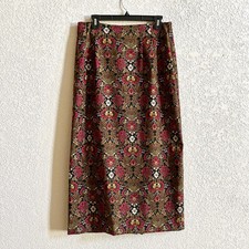 Vintage 90s Briggs Sz 12 Dark Floral Maxi Skirt Back Slit Black Red Whimsigoth