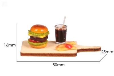 Set Miniatura 1:12 Cibo Da Fast Food - Cheeseburger, Patatine E Soda Per Casa Bambole
