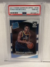 2017-18 Panini Donruss Optic Rated Rookie Donovan Mitchell #188 (RC) PSA 10 Card. rookie card picture