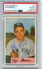 Signed 1954 Bowman YOGI BERRA #161 - PSA 4 VG-EX / DNA AUTO 8 Signature Yankees