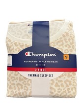 Champion 2 Piece Thermal Sleep Set Women  s Size Small Cheetah Print New MSRP 64