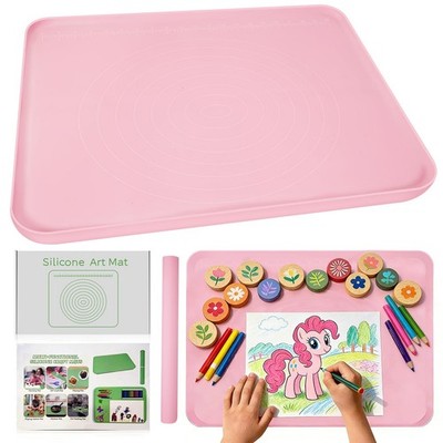 Large Silicone Mat for Crafts, 24''X19.7'' Art Mat with Raised Edges for Clay, ...