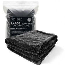 20x26 Inch 1300 GSM Large Microfiber Car Drying Towel Double Twisted Loop Gray