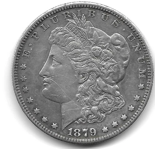 1879-S Morgan Dollar XF/AU Small "S" Open 9 PAF Short Nock 2nd Rev