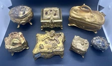 7 Antique Jennings Brothers J.B. WB Mfg. Etc. Art Nouveau Jewelry Box Caskets