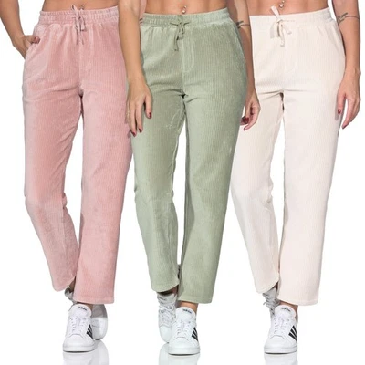 Sublevel Damen Cord Hose Stoffhose Cordhose lange Freizeithose Home Wear LSL-536