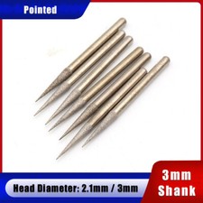 3mm Shank Brazed Diamond Grinding Head Burr Bit Carving Rotary Tool Pointed