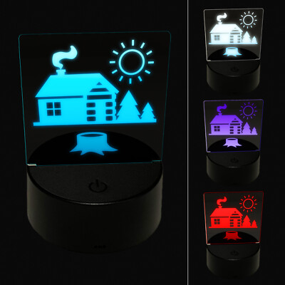 Log Cabin in the Woods 3D Illusion LED Night Light Sign Lamp