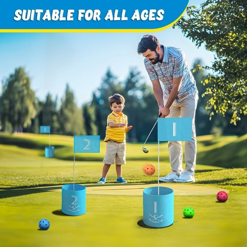 Holyton Backyard Golf Game with 9 Buckets, Yard Games for Adults Families & Kids - Imagen 2 de 8