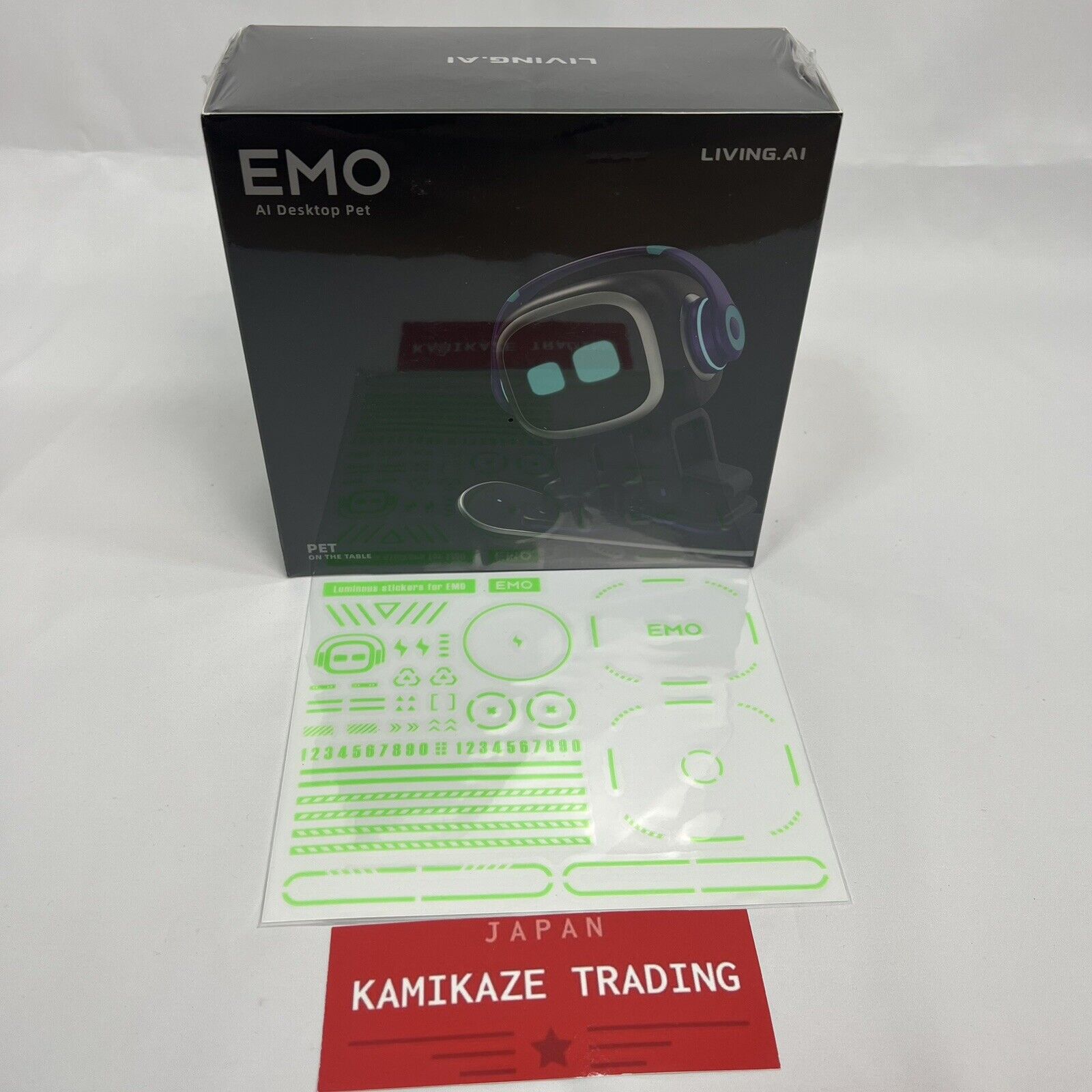 NEW EMO AI Desktop Pet Robot - Living AI EMO 1 on the Table. Open Box