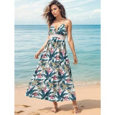 Lace Detail Printed Halter Neck Midi Cami Dress