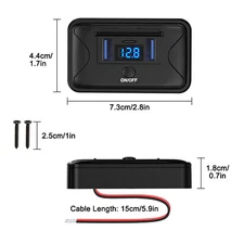 12V Dual USB QC3.0 & PD Car Fast Charger Socket Power Outlet On-Off Switch