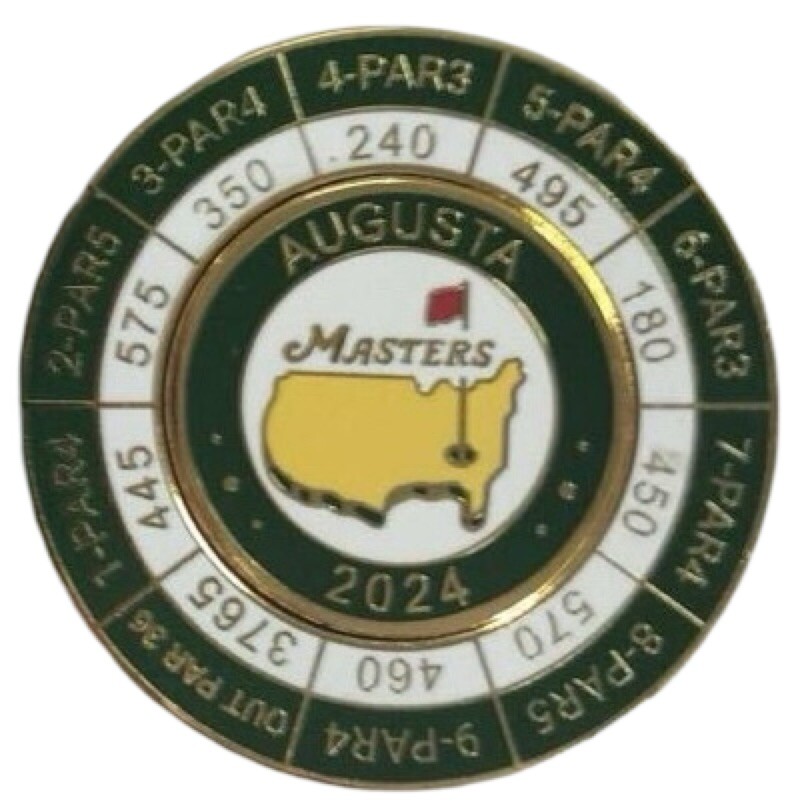 2024 Augusta National Masters Scorecard Golf Ball Marker Falak